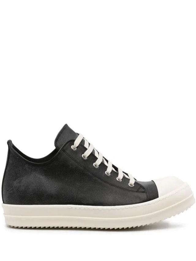 Rubber-toecap Leather Sneakers In Black Product Image