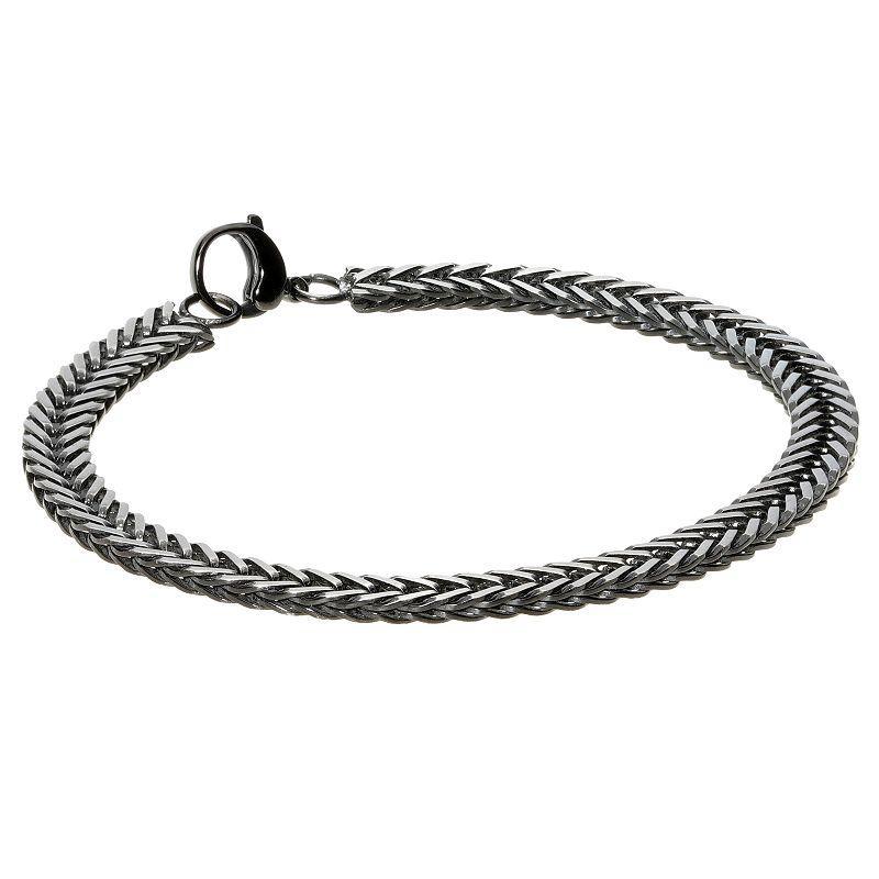 Mens LYNX Ion-Plated Stainless Steel Flat Snake Bracelet Black Tone Product Image