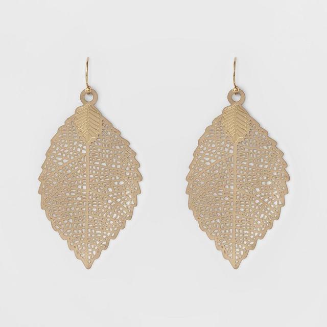 Womens Leaf Drop Earring - A New Day Gold Product Image