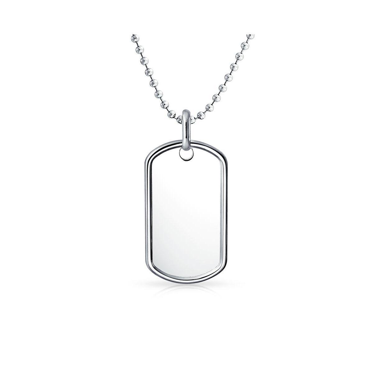 Bling Jewelry Traditional Mens Medium Army Military Dog Tag Pendant Necklace For Men s .925 Sterling Silver Long Bead Ball Chain 20 Inch Product Image