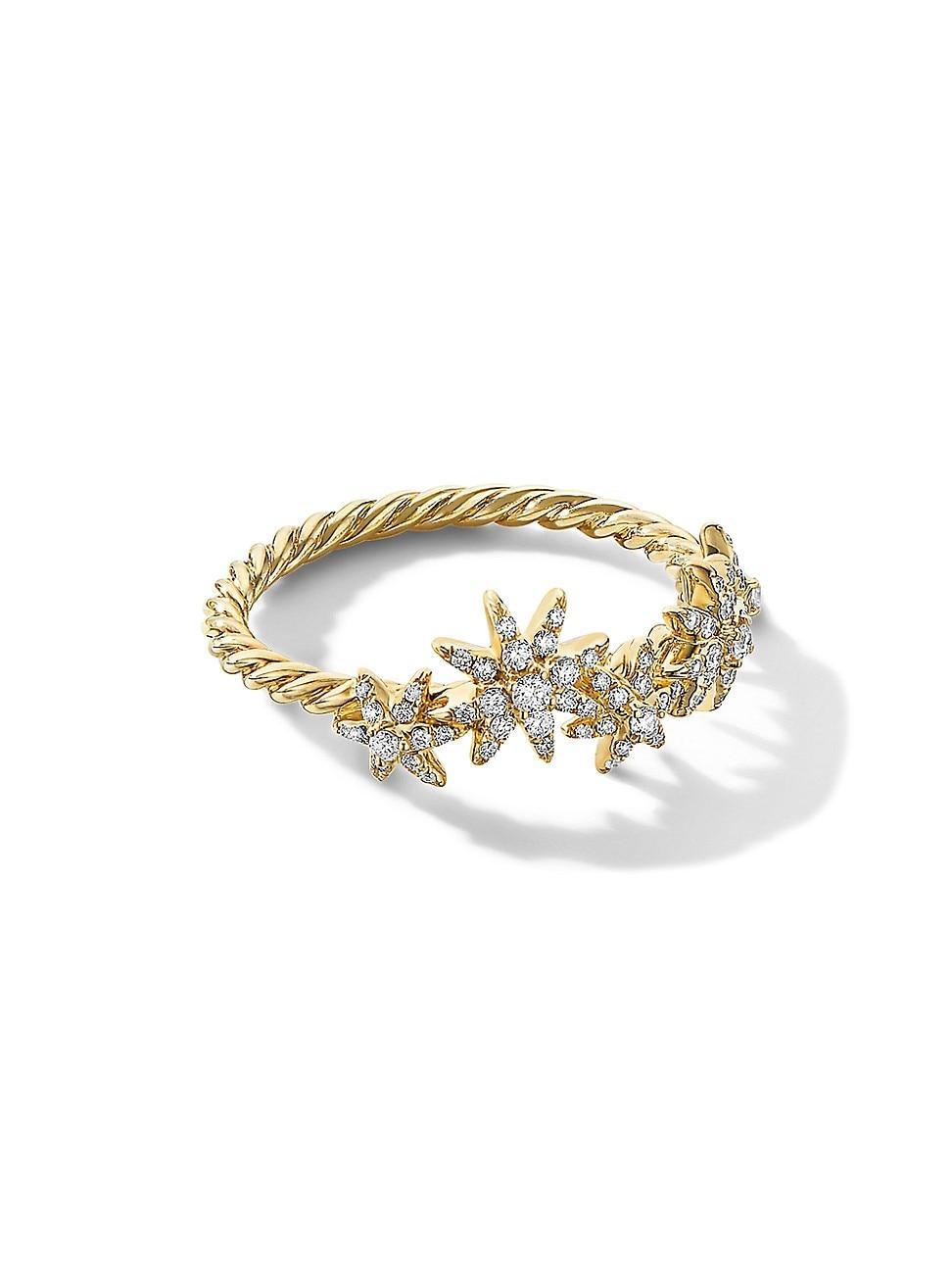 Womens Starburst Cluster Band Ring in 18K Yellow Gold Product Image