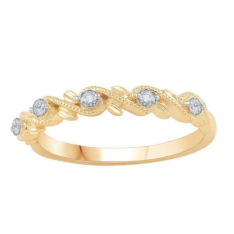 10k Gold 1/6 Carat T.W. Diamond Vintage Stackable Ring, Womens Yellow Product Image