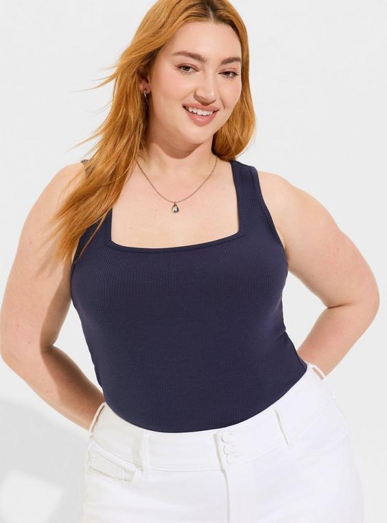 Fitted Rib Square Neck Tank Product Image