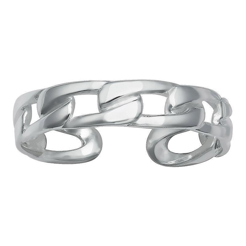 PRIMROSE Polished Sterling Silver Chain Link Toe Ring, Womens Product Image