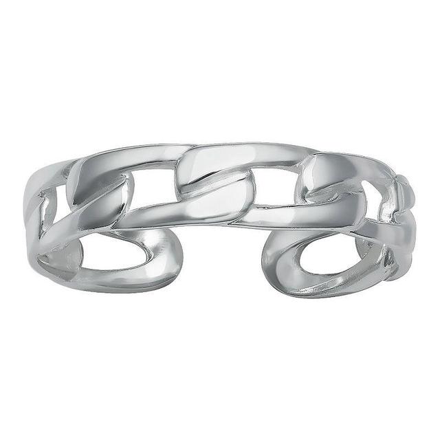 PRIMROSE Polished Sterling Silver Chain Link Toe Ring, Womens Product Image