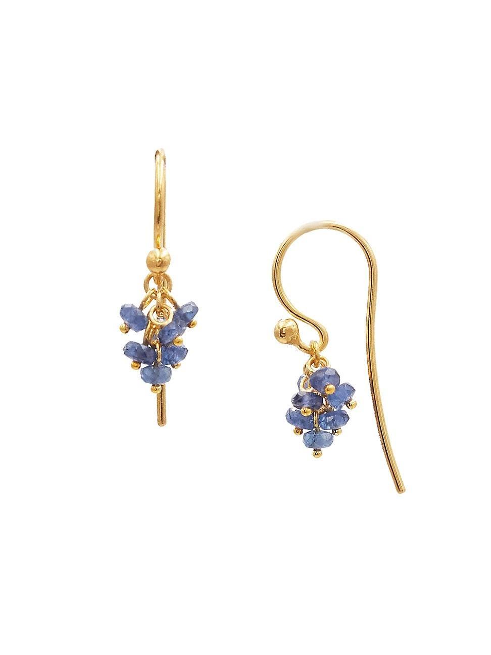 Womens Boucl 18K & 24K Yellow Gold & Sapphire Charm Earrings Product Image