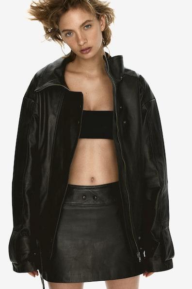 Belted Leather Jacket Product Image