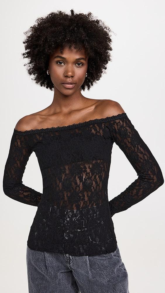 Hanky Panky Sig Lace Off Shoulder Long Sleeve Top | Shopbop Product Image