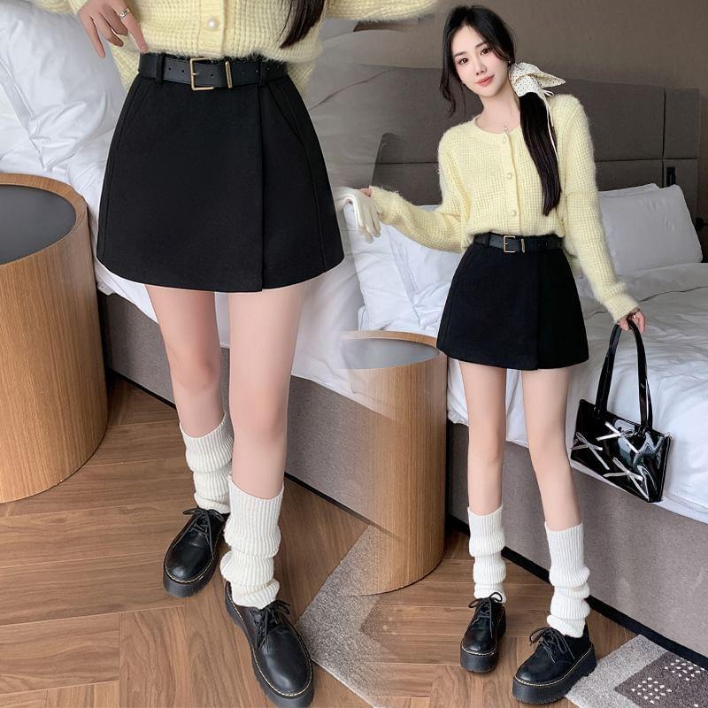 High Waist Plain Mini Skort Product Image