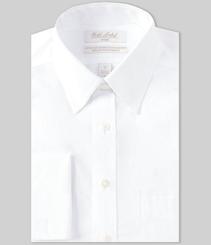 Gold Label Roundtree & Yorke Fitted Non-Iron Point Collar Solid French Cuff Dress Shirt Product Image