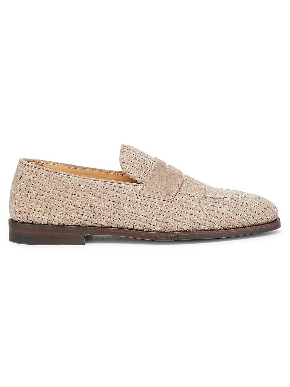 Mens Woven Suede Penny Loafers product image