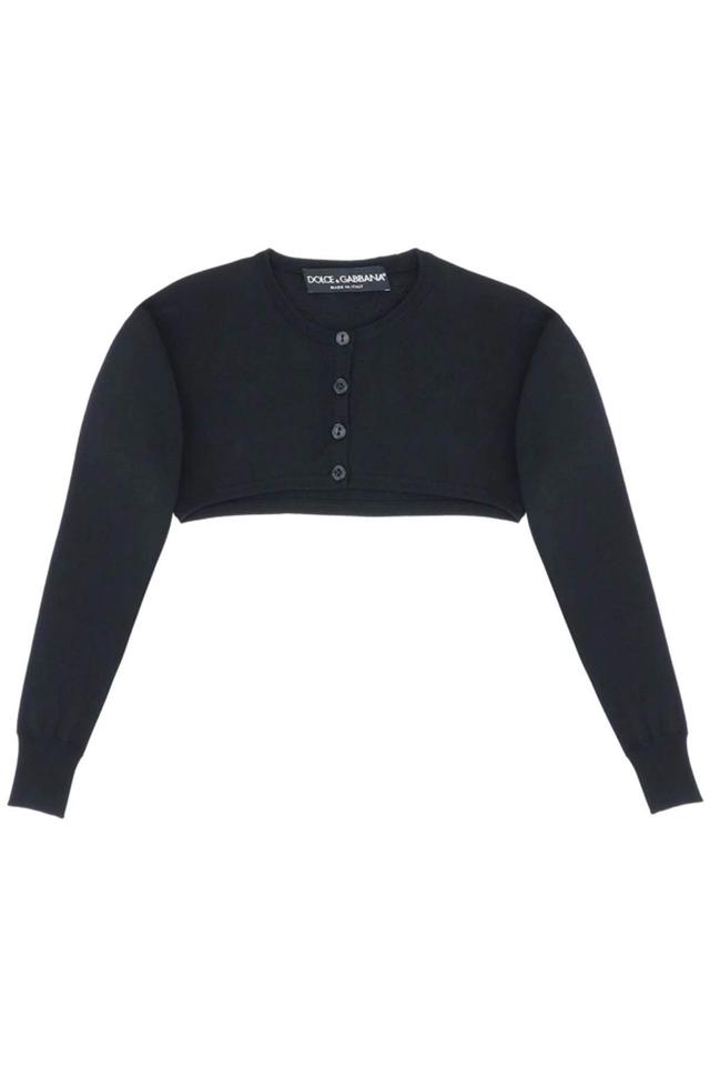 DOLCE & GABBANA Quarter-length Sleeve Cropped Cardigan In Nero Product Image