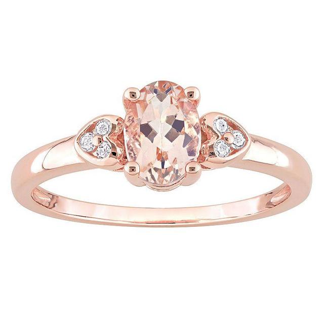 Stella Grace 18k Rose Gold Over Silver Morganite & Diamond Accent Cocktail Ring, Womens Rose Gold Tone Product Image