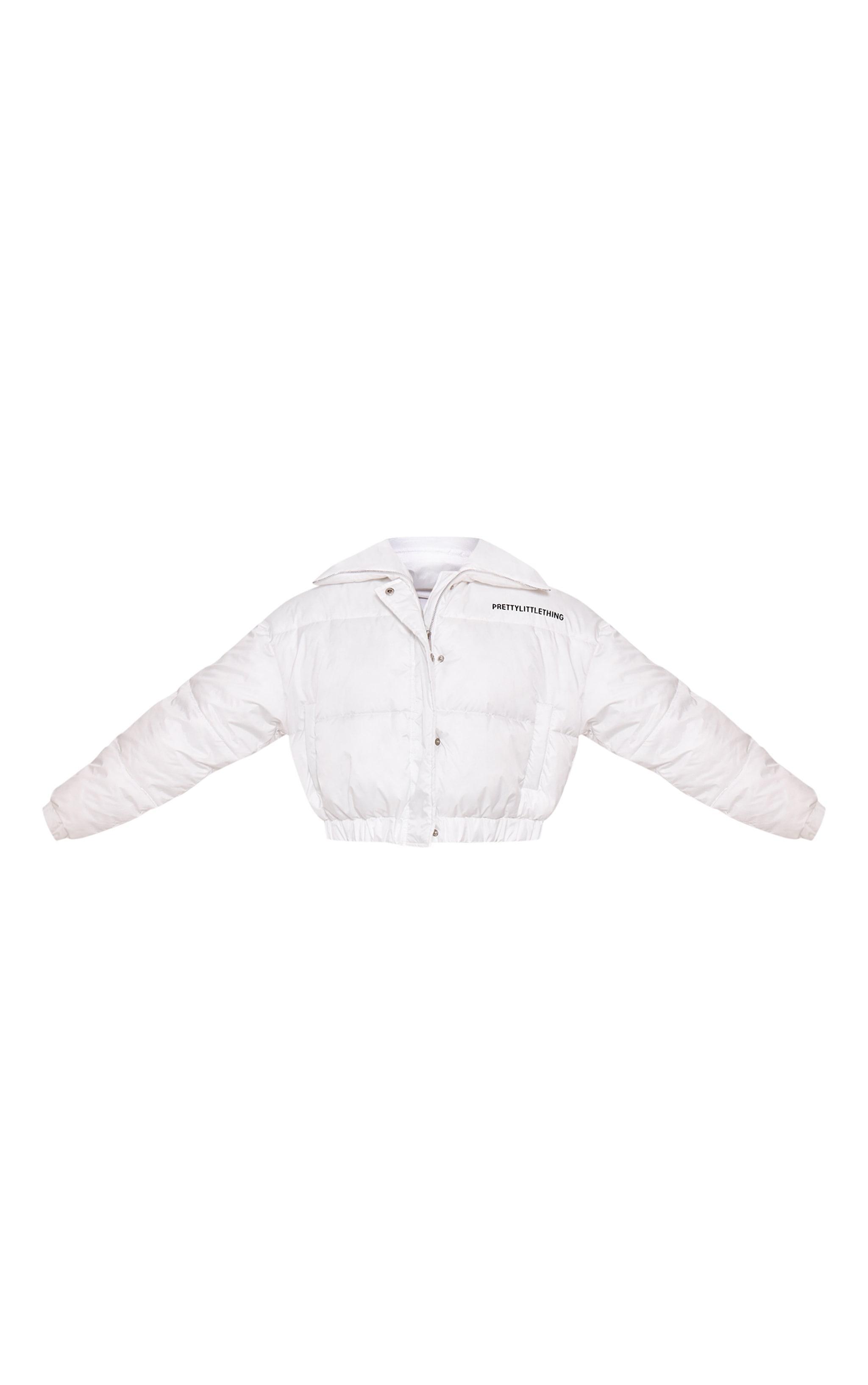 White Cropped Puffer Jacket Product Image