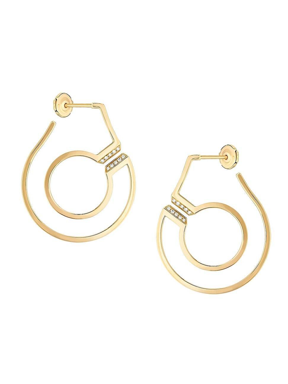 Womens Menottes 18K Yellow Gold & Diamond Hoop Earrings Product Image