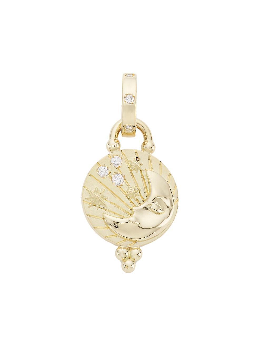 Womens Luna 18K Yellow Gold & Diamond Pendant Product Image