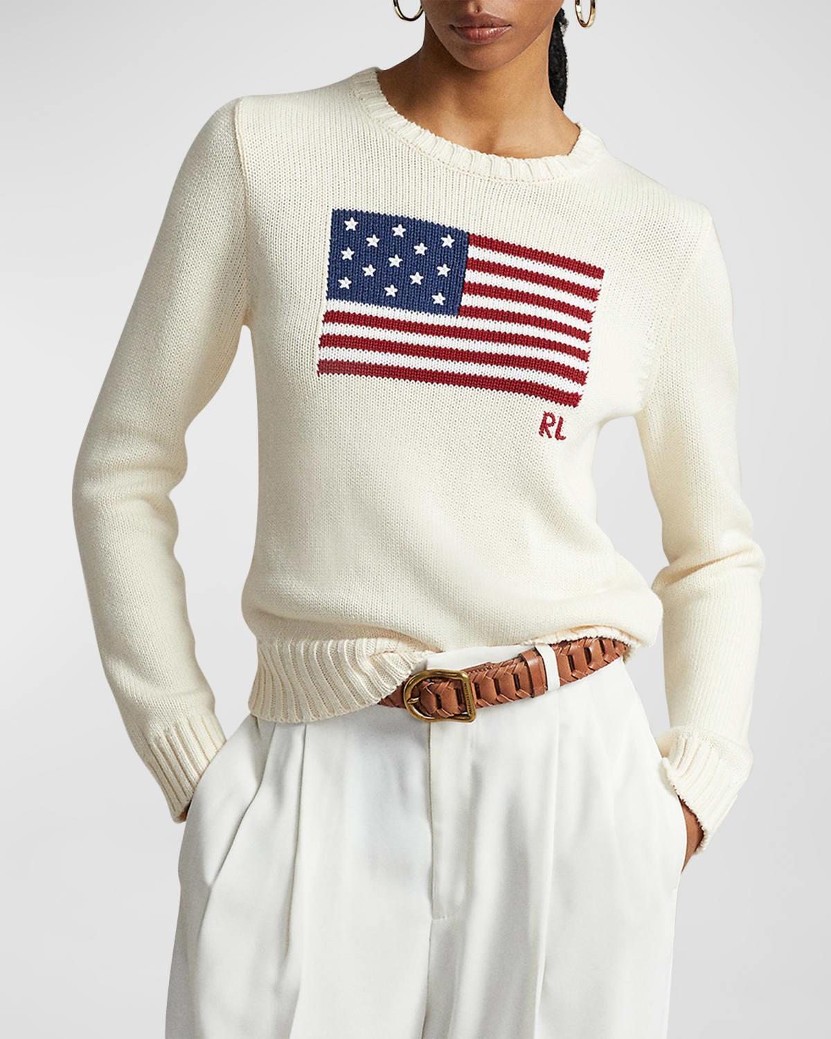 Womens Flag Cotton Crewneck Sweater Product Image