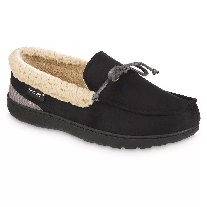 Isotoner Gel Infused Memory Foam Vincent Mens Moccasin Slippers Red Product Image