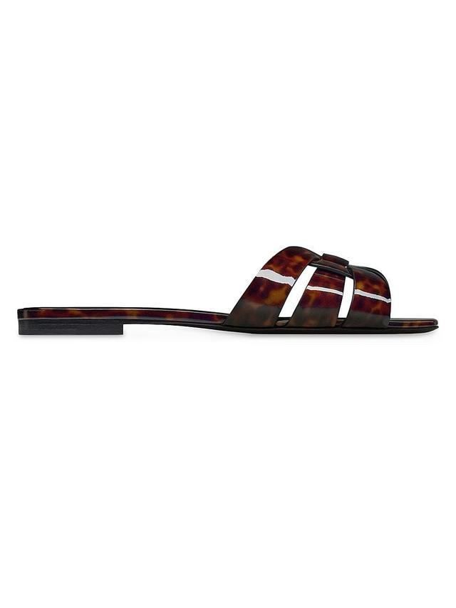 Womens Tribute Mules In Tortoiseshell Patent Leather Product Image