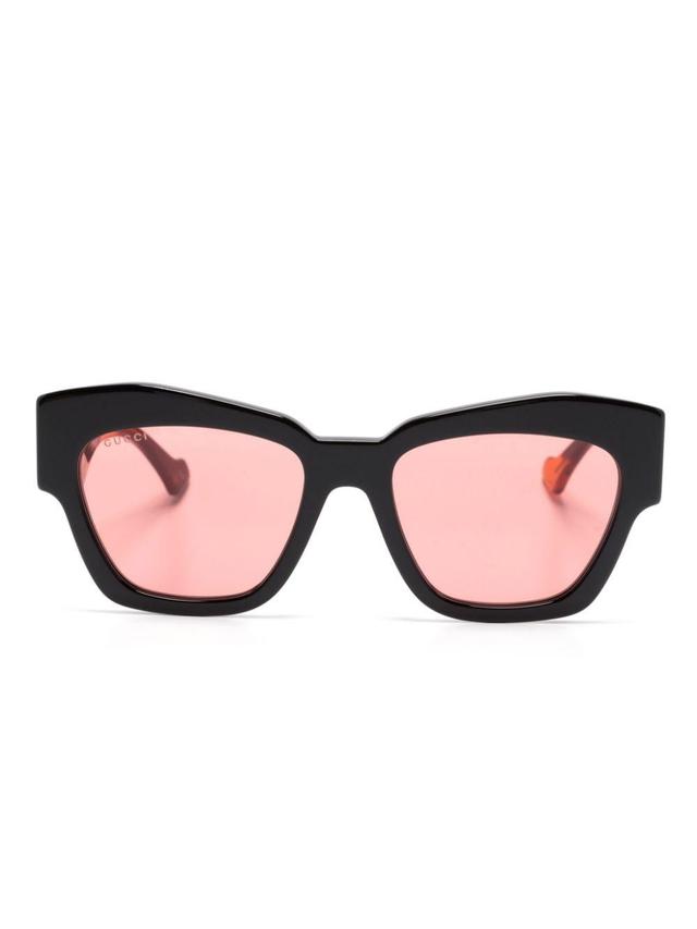 Logo-plaque Oversize-frame Sunglasses In Black Product Image