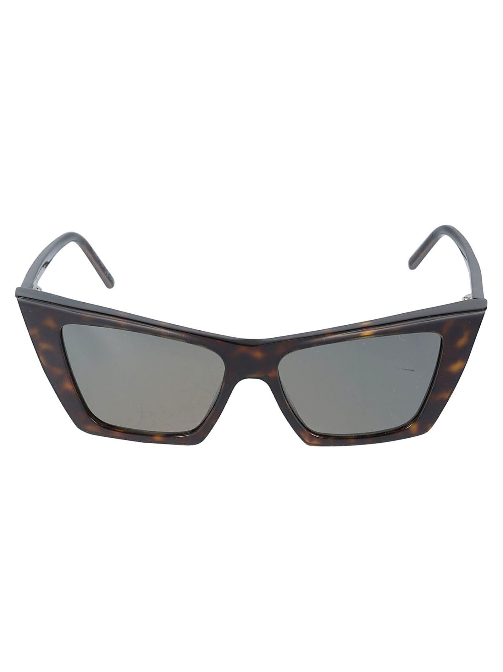 SAINT LAURENT Square Cat Eye Sunglasses In Havana Grey Product Image