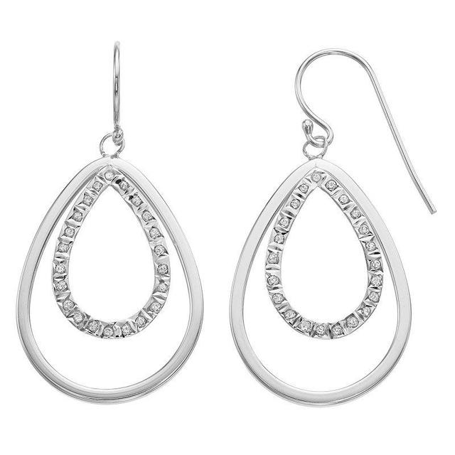 Diamond Mystique Sterling Silver Diamond Accent Double Teardrop Earrings, Womens Product Image