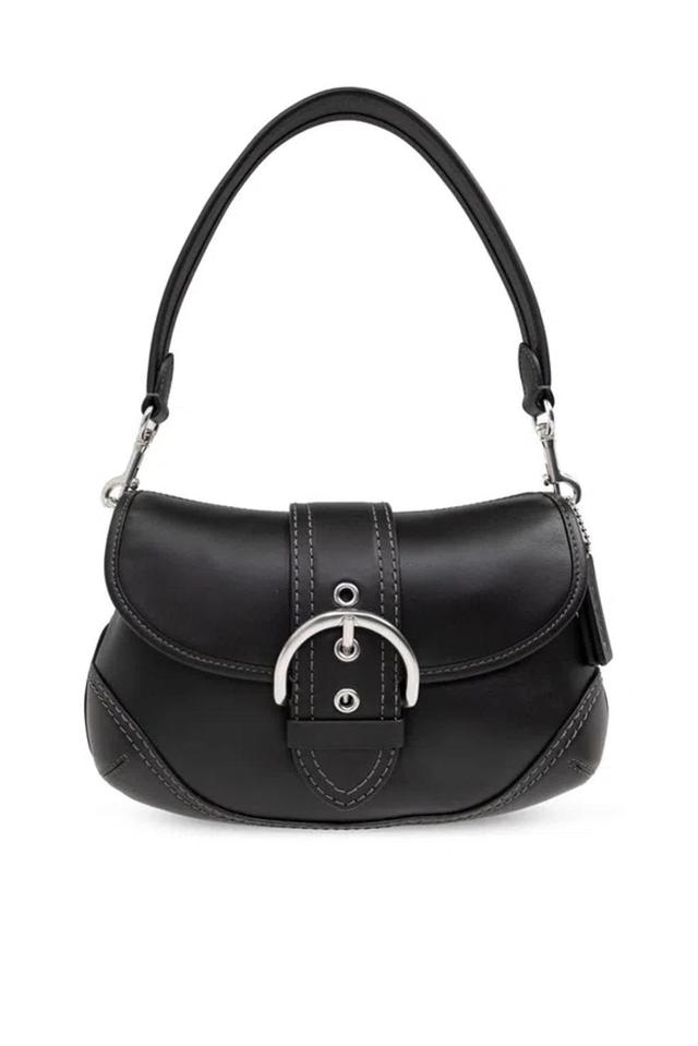 Buckle-detail Leather Shoulder Bag In Black Product Image