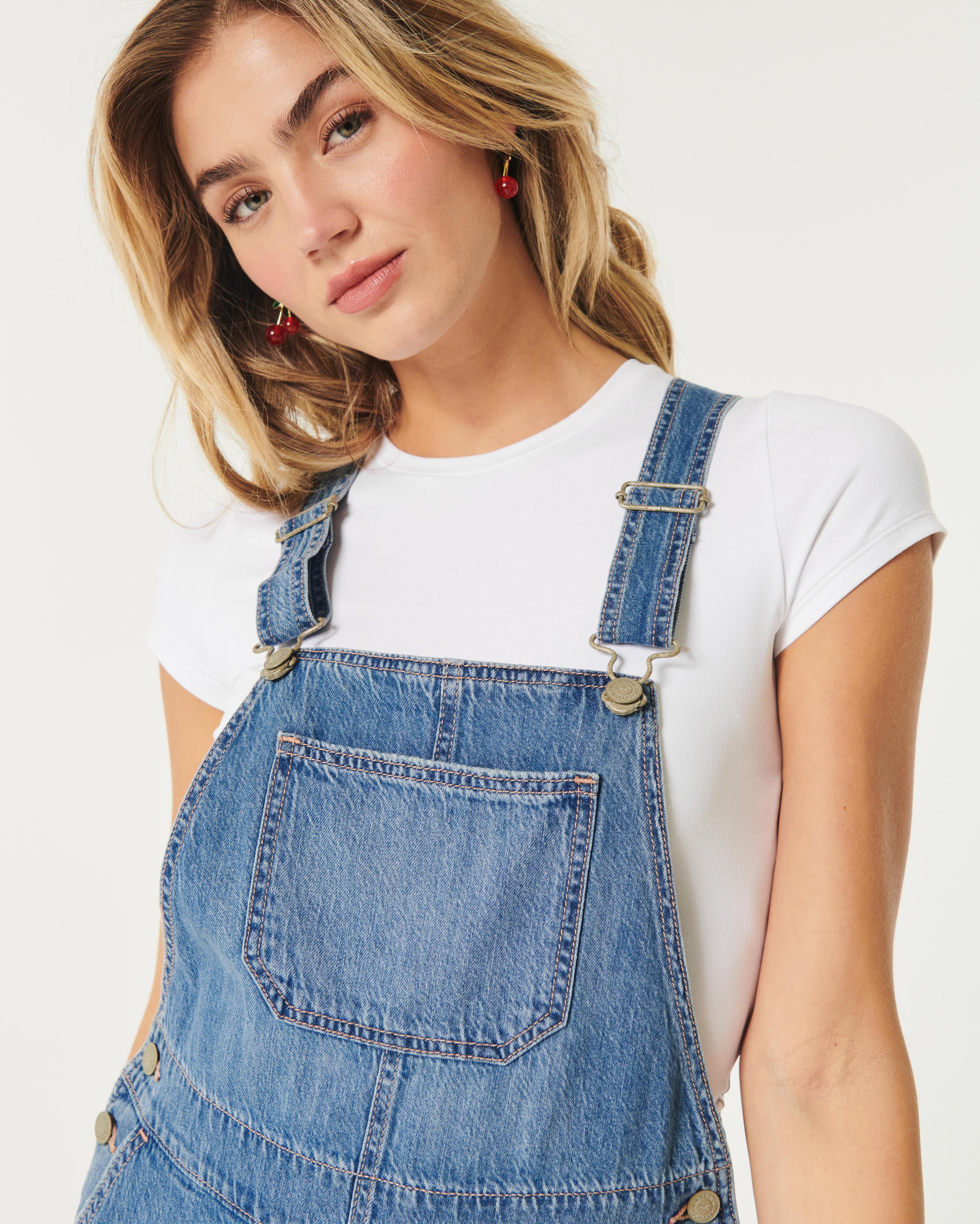 Medium Wash Denim Shortalls Product Image