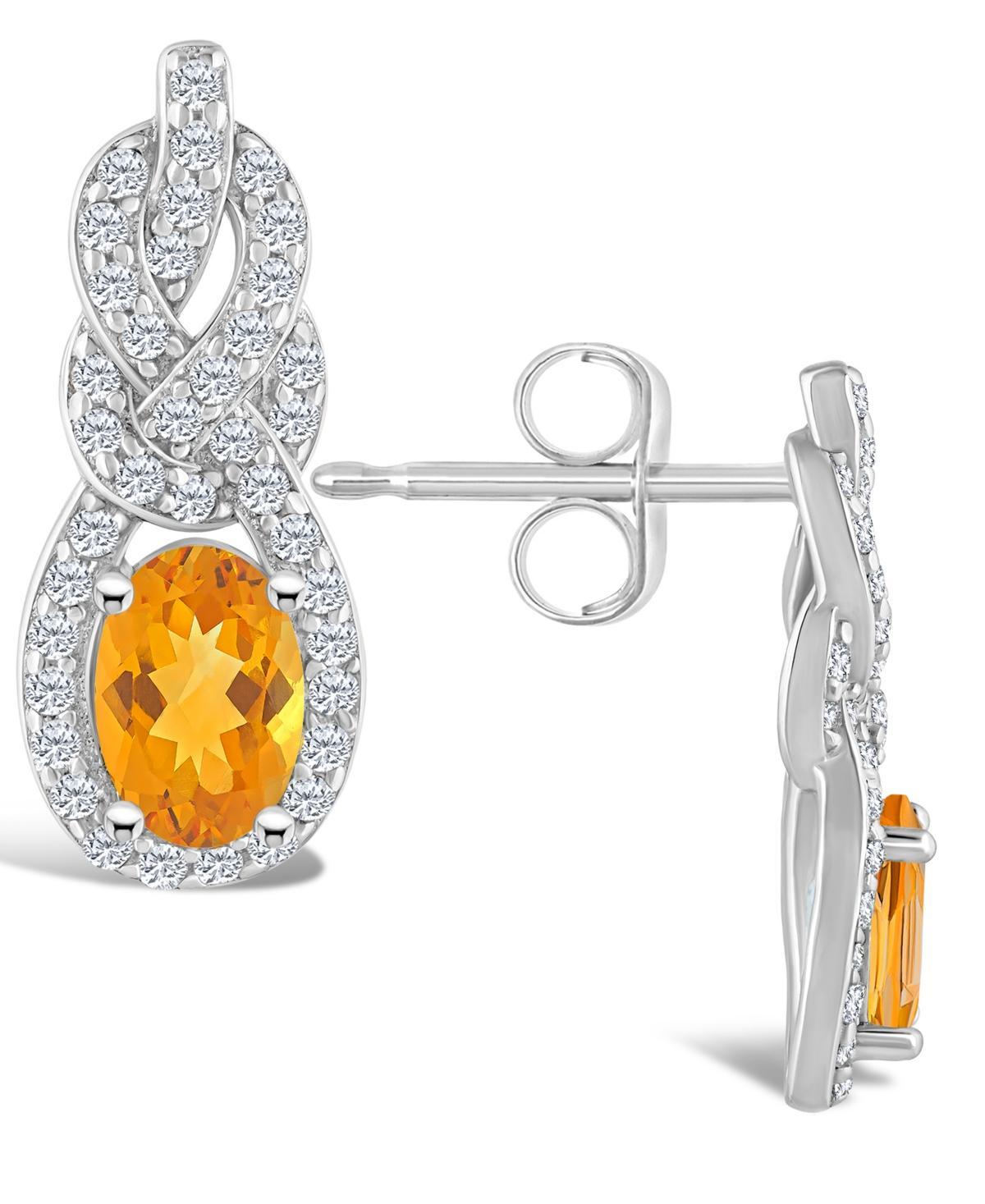 Celebration Gems Sterling Silver Citrine White Topaz Accent Earrings, Womens, Orange Product Image