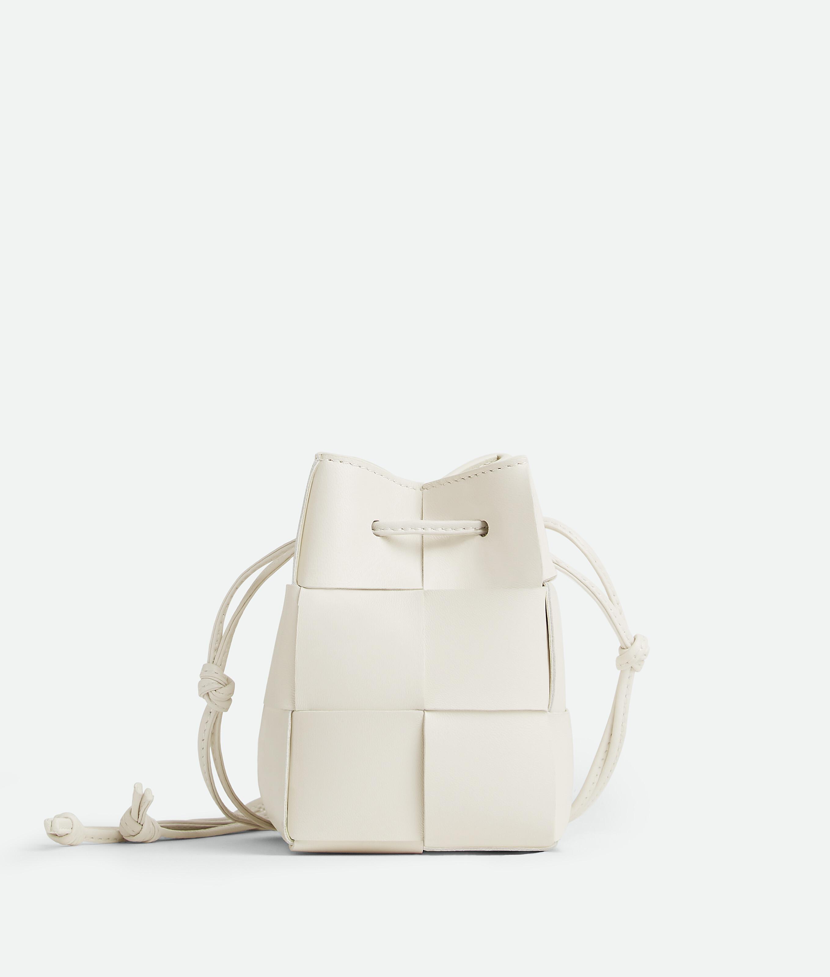 Women's Mini Cassette Bucket Bag in White Product Image