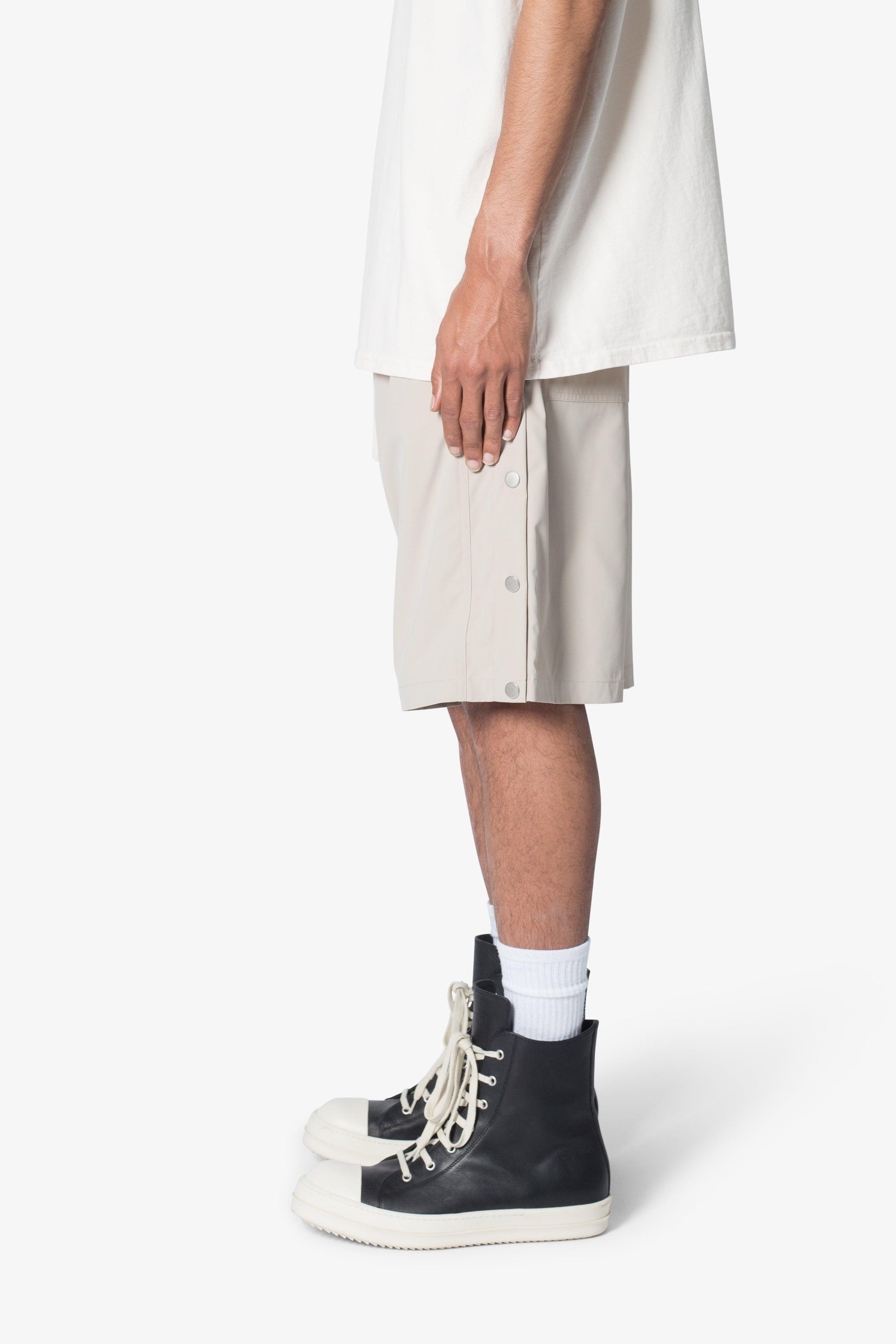 Side Snap Nylon Shorts - Tan Product Image