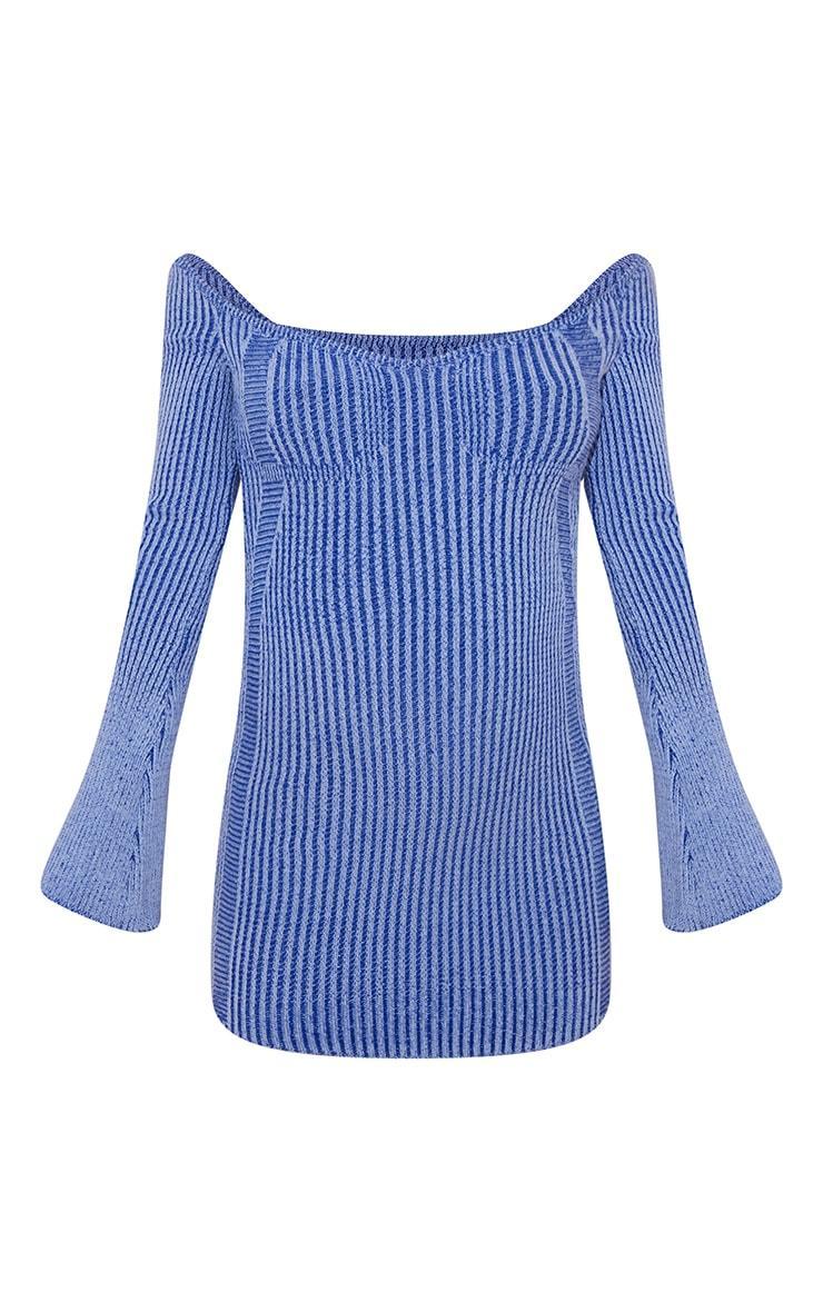 Maternity Blue Knit Contrast Corset Detail Dress Product Image