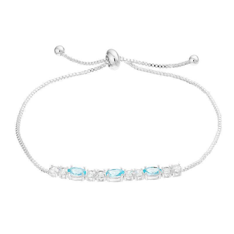 City Luxe Cubic Zirconia Simulated Birthstone Adjustable Bracelet, Womens, Silver Tone March Product Image