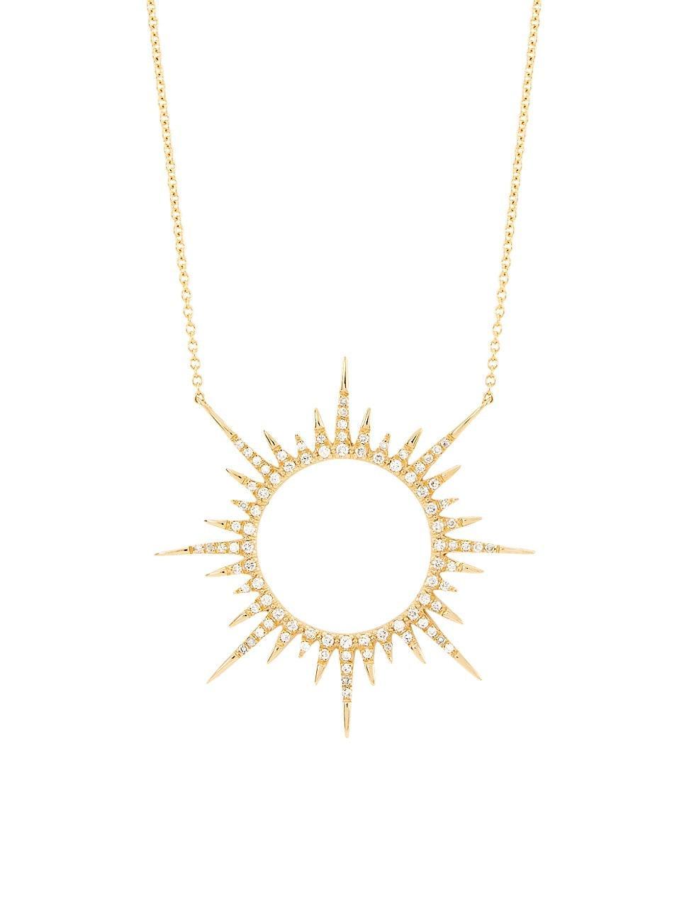 Womens 14K Yellow Gold & 0.42 TCW Diamond Open Starburst Pendant Necklace Product Image