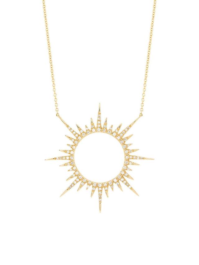 Womens 14K Yellow Gold & 0.42 TCW Diamond Open Starburst Pendant Necklace Product Image