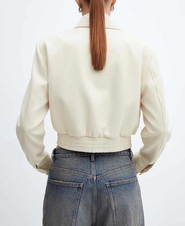 MANGO - Cropped jacket with shoulder pads ecruWomen Product Image