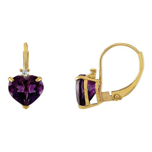 Tiara 10k Gold Amethyst & Diamond Accent Leverback Earrings, Womens, Yellow Product Image