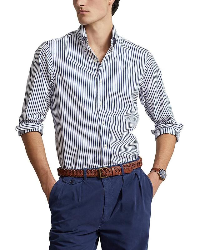 Mens Striped Cotton Button-Down Shirt Product Image