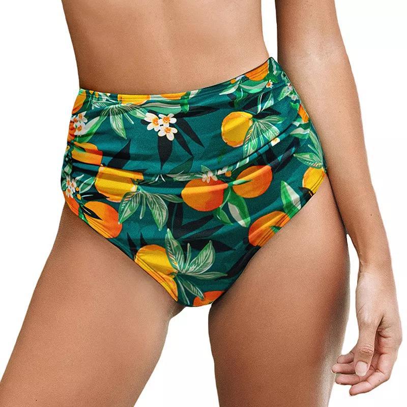 Womens CUPSHE Shirred High Waist Bikini Bottoms Product Image