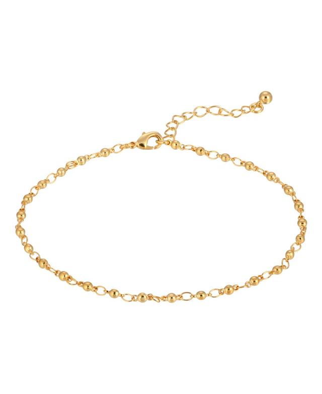 Womens Gold-Tone Beaded Chain Anklet - Yellow Product Image