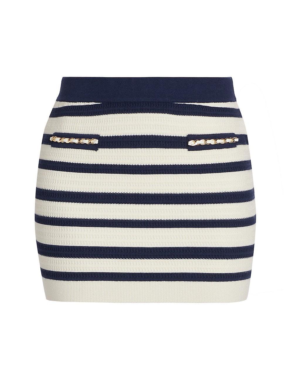 Womens Emmy Striped & Chain-Link Miniskirt Product Image