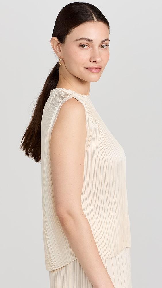 Vince Pleated Satin Crew Neck Shell Top | Shopbop Product Image