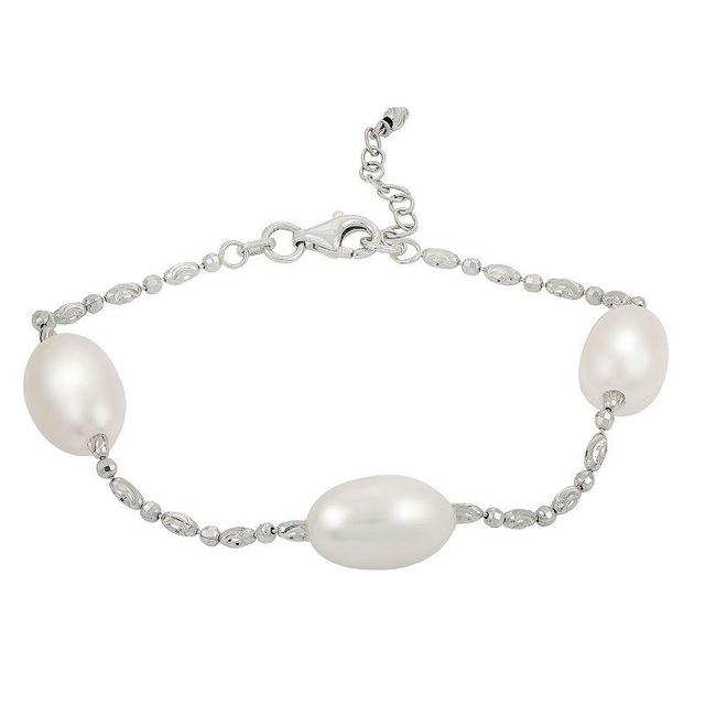 PearLustre by Imperial Sterling Silver Freshwater Cultured Pearl Station Bracelet, Womens Product Image