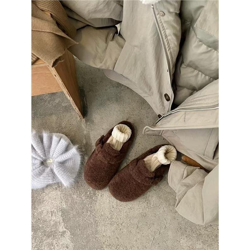 Buckled Fleece Mules Product Image