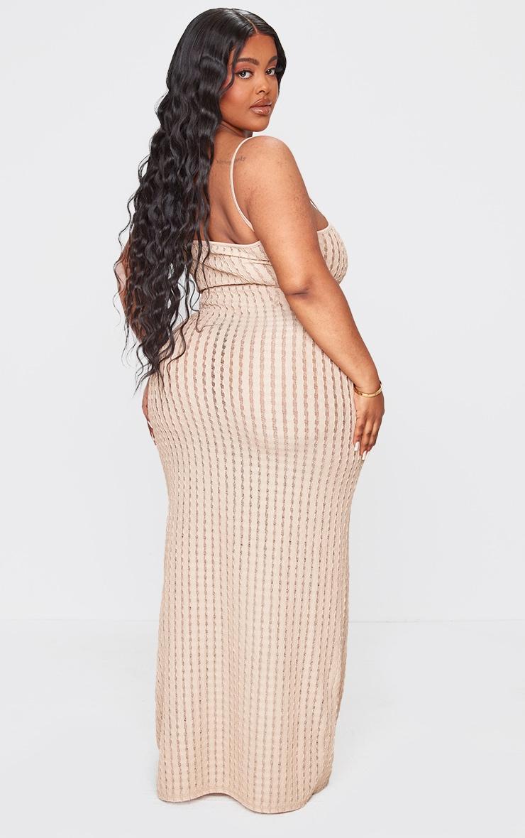 Plus Cream Textured Strappy Maxi Dress Product Image