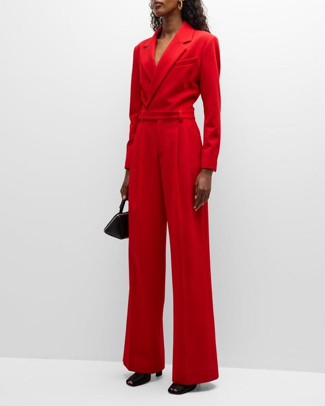 Womens Tatum Pleated Crepe Wide-Leg Jumpsuit Product Image