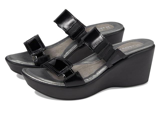 Naot Treasure Madras Leather/Black Patent Leather) Women's Wedge Shoes Product Image