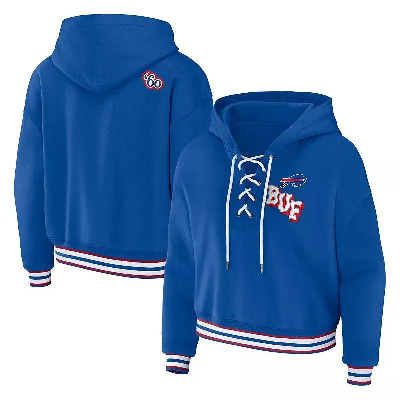 Womens WEAR by Erin Andrews Royal Buffalo Bills Plus Size Lace-Up Pullover Hoodie Product Image