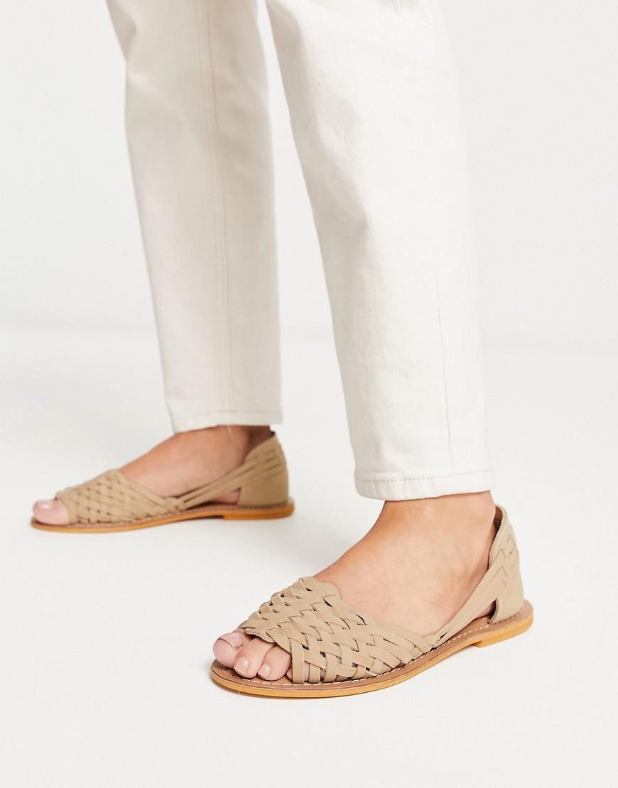 ASOS DESIGN Francis leather woven flat sandals product image