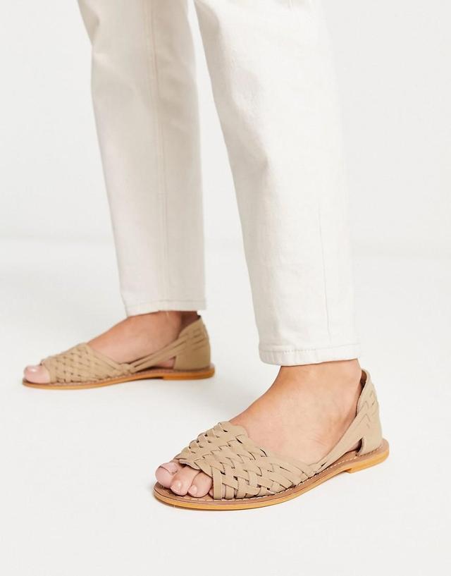 ASOS DESIGN Francis leather woven flat sandals Product Image